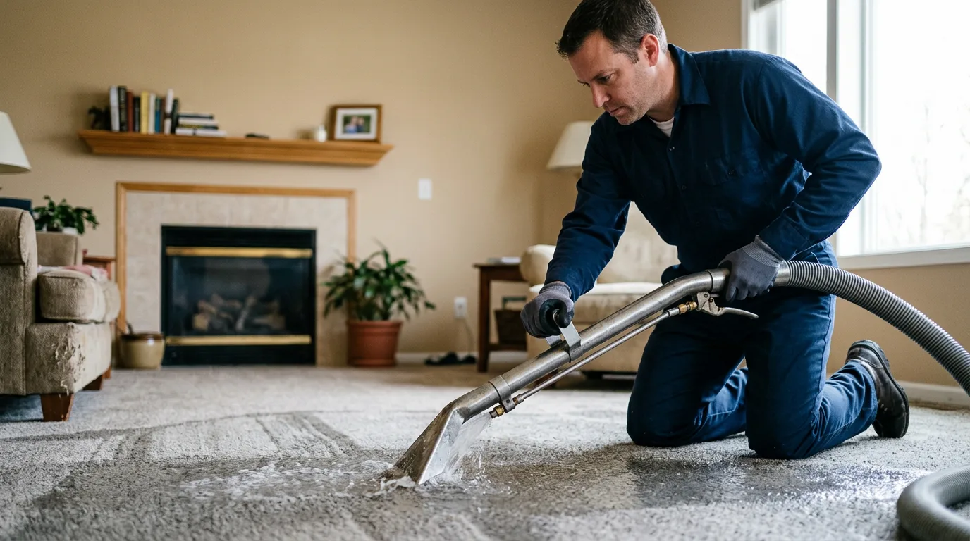 Water damage restoration technician working near Monroeville, NJ